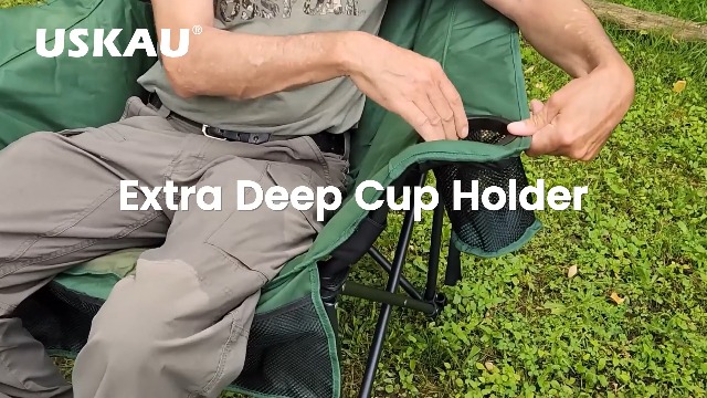 Silla de Camping Sobredimensionada para Adultos USKAU con Capacidad de 400 lbs, Plegable con Acolchado y Porta Vinos, 2 Porta Vasos y Bolsillos Laterales, Bolsa de Transporte Portátil miniatura 7