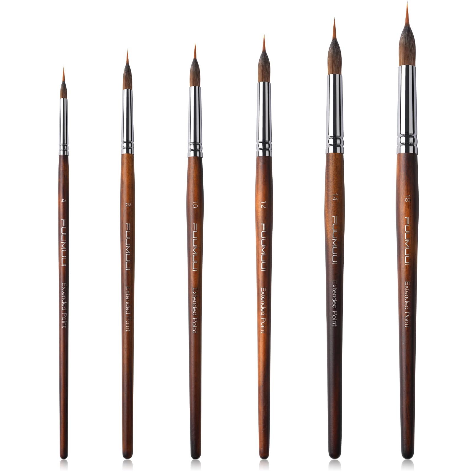 Linierer AquarellPinsel Professionell - 6 Stück Künstlerpinsel mit Farbspeicher und Bester Spitze für Aquarellmalerei, Flüssige Acrylfarben | Liner Pinsel, Spitz Pinsel