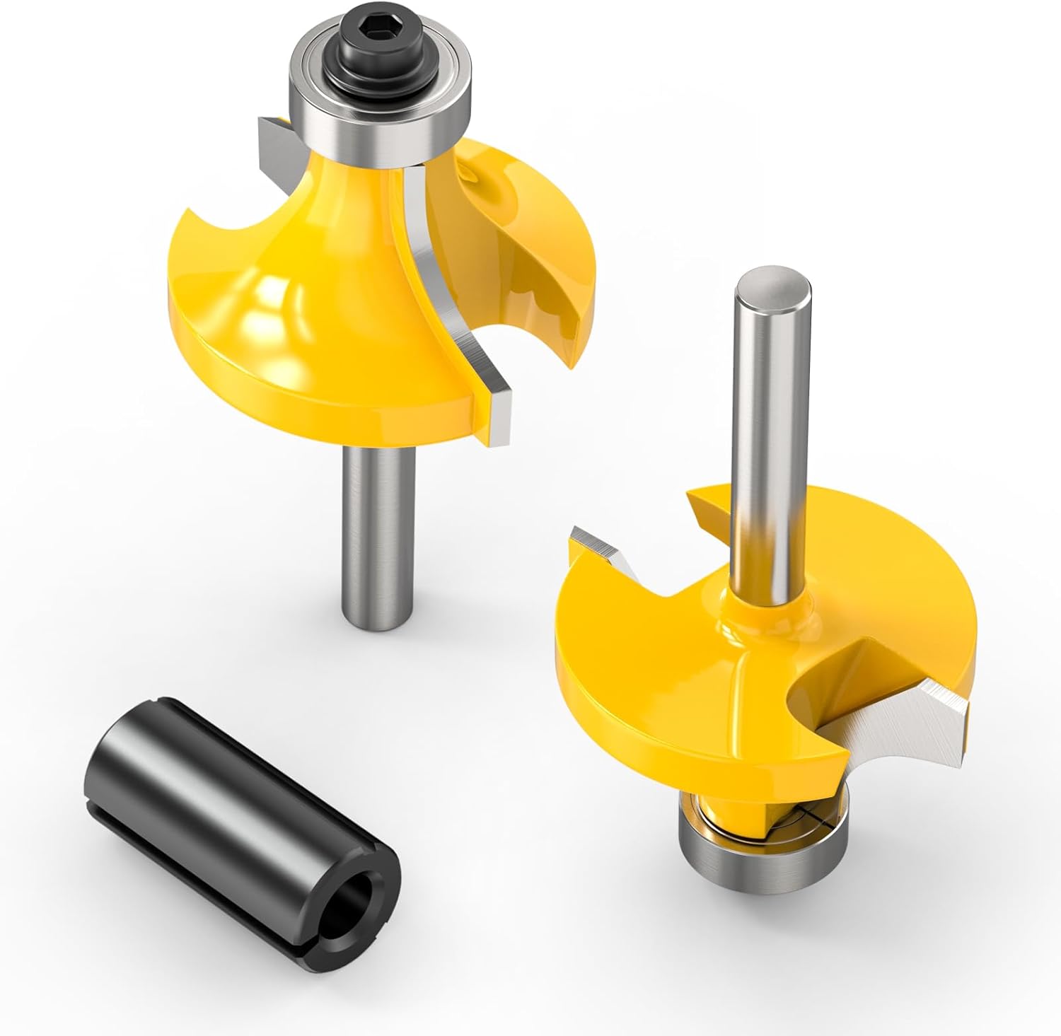 2Pcs Router Bits 1/4 inch Shank Roundover, 1/2" Radius Cutter Tools with Router Collett