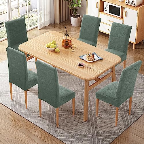 Fuloon 4pcs Chair Covers Dining Room Chair Cover Spandex Polyester High Chair Covers Protector Removable Washable Slipcovers green - Image 2