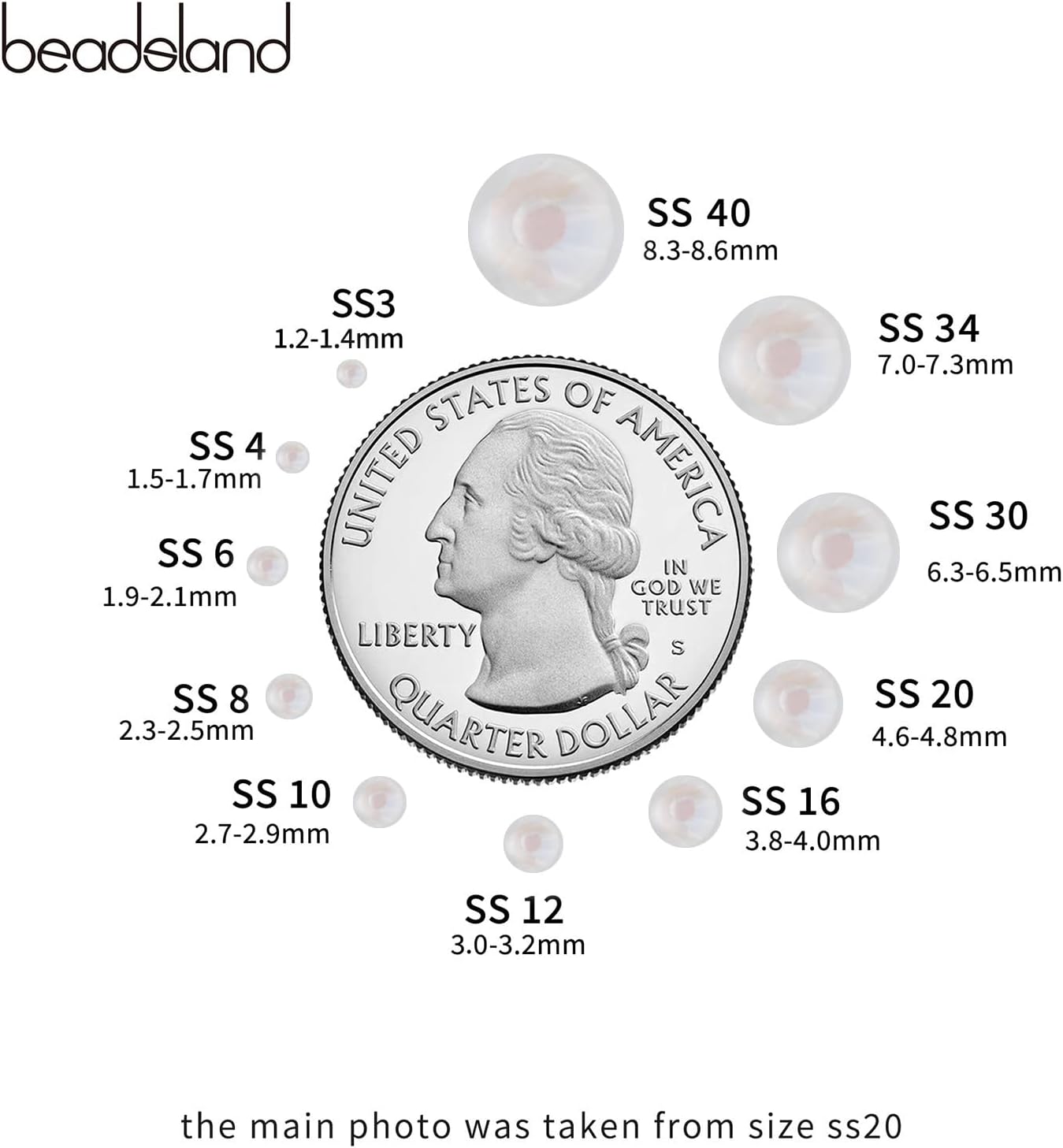 Beadsland 1440pcs Flat Back Crystal Rhinestones Round Gems for Nail Art and Craft Glue Fix, Luminous White, SS20,4.6-4.8mm - Image 5