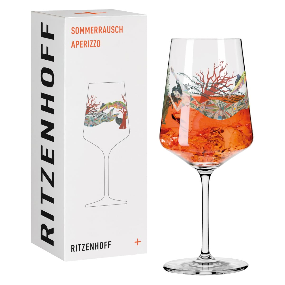 Ritzenhoff 2841006 Bicchiere da aperitivo 500 ml - Serie Sommerrausch No. 6 con sirena, mondo sottomarino - Made in Germany