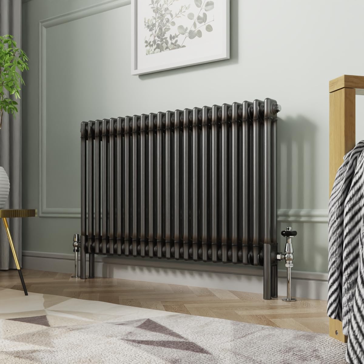 Nrg Traditional Cast Iron Style Radiator Raw Metal Double Column 600X1010mm
