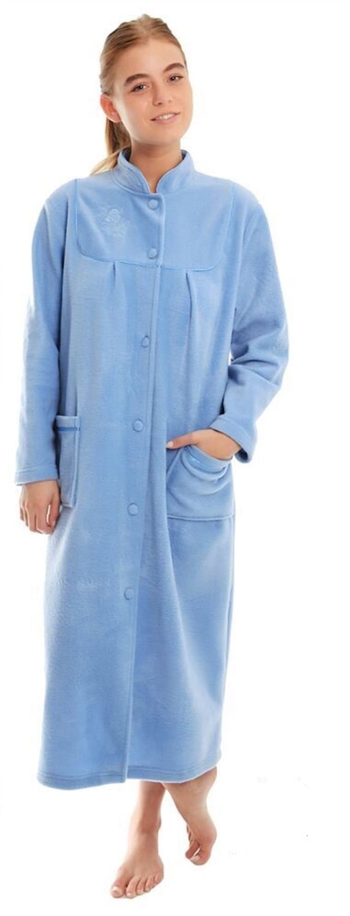 Undercover Women's Blue Lady Olga Button Front Soft Fleece Dressing Gown[22/24,]