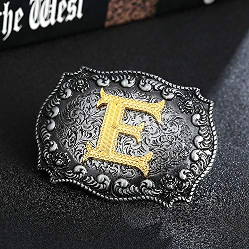 Image of HUABOLA CALYN Belt Buckle Men, Western Cowboy Rodeo Small Alphabet Letter ABCDMRJ to Z Initial Belt Buckles for Women