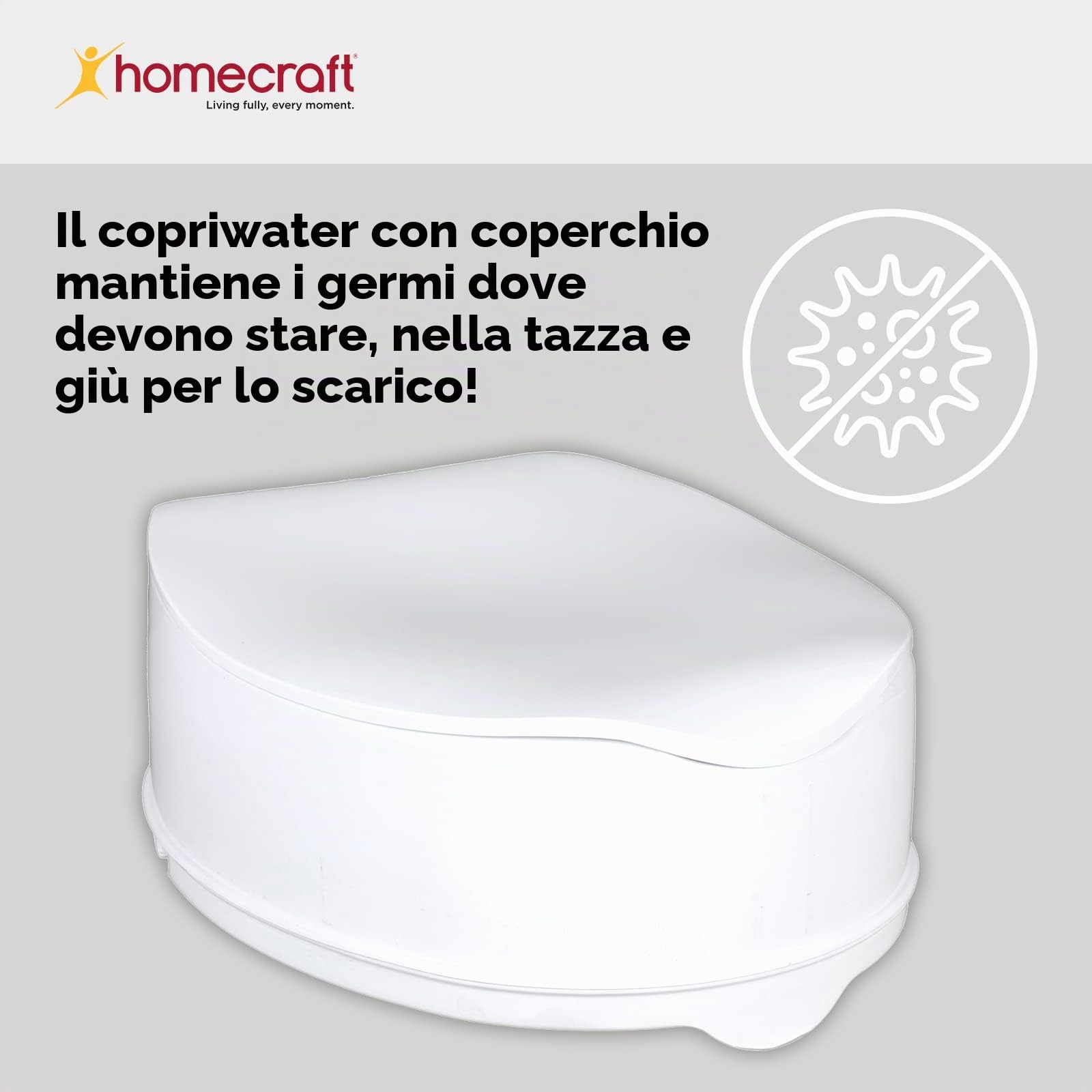 Savanah 24248 Sedile WC rialzato con coperchio, 15 cm