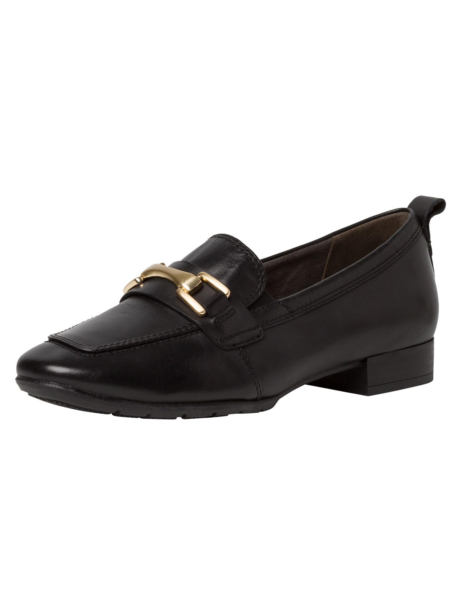 Tamaris Comfort Women’s Loafers Flat Leather Business Slippers Comfort Fit , Black Nappa, 6,5 UK