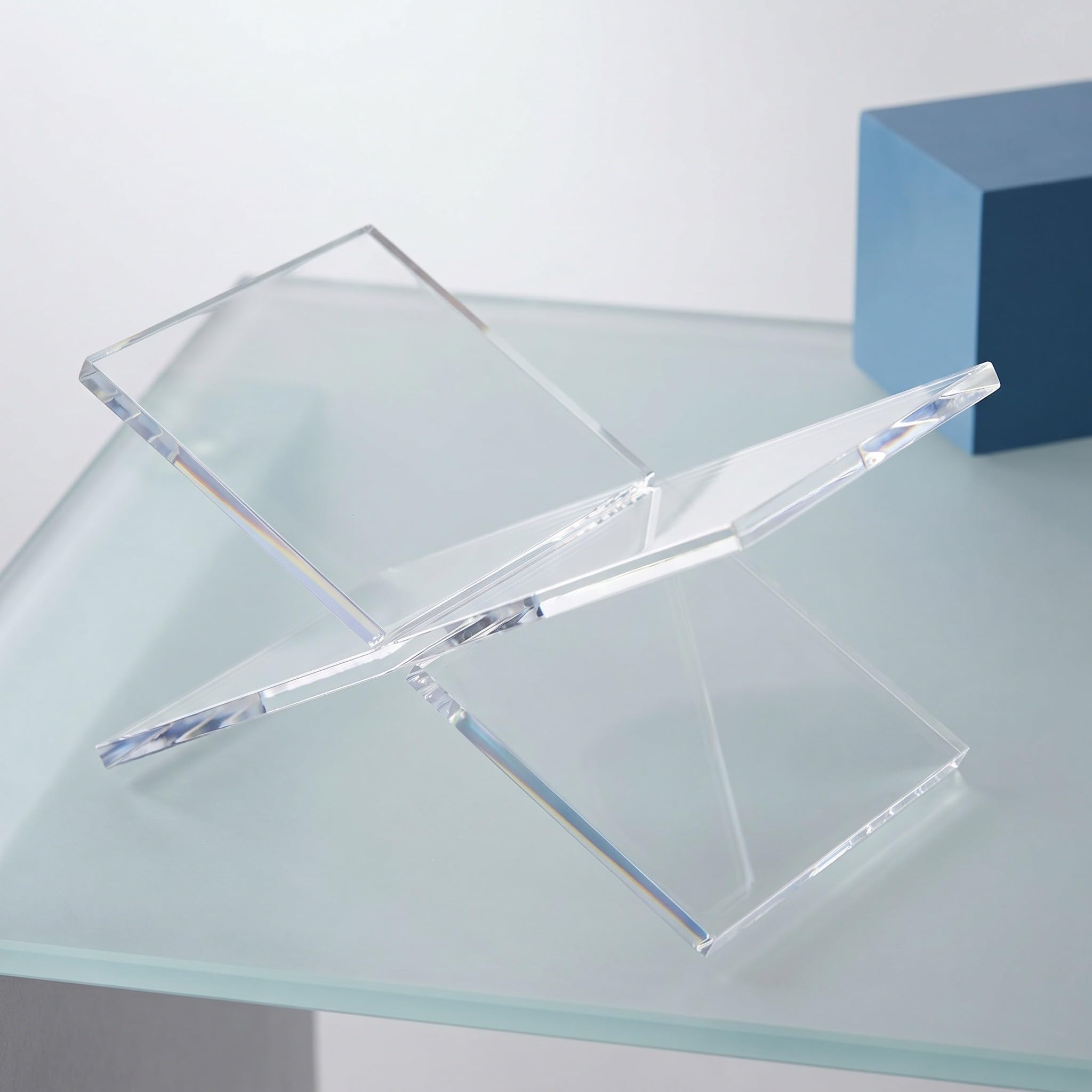ifundom 2 Pezzi Organizer da Scrivania in Acrilico per Ufficio Resistente e Leggero Portariviste Trasparente per Libri e Ricette e Casa
