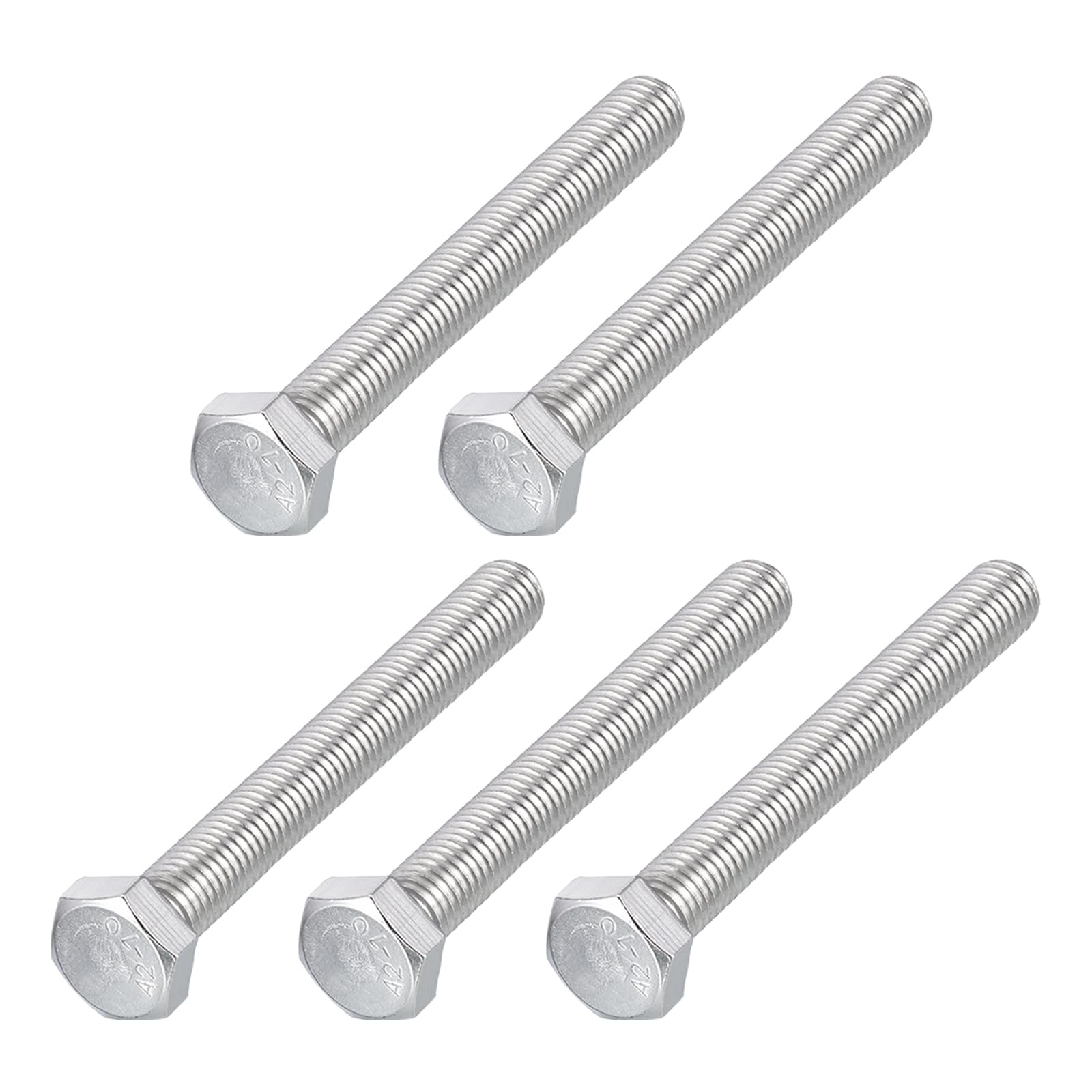 METALLIXITY Hex Bolts (M12-1.75x100mm) 5Pcs, 304 Stainless Steel Coarse Fully Threaded Hex Head Screw Bolt Machine Screws