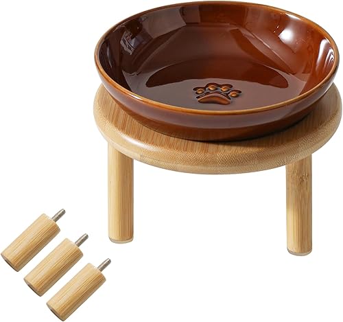 Miniatura 17 de Platos de cerámica anchos para gatos con protección para bigotes, juego de 3 tazones de cerámica para gatos, plato antideslizante para gatitos de B