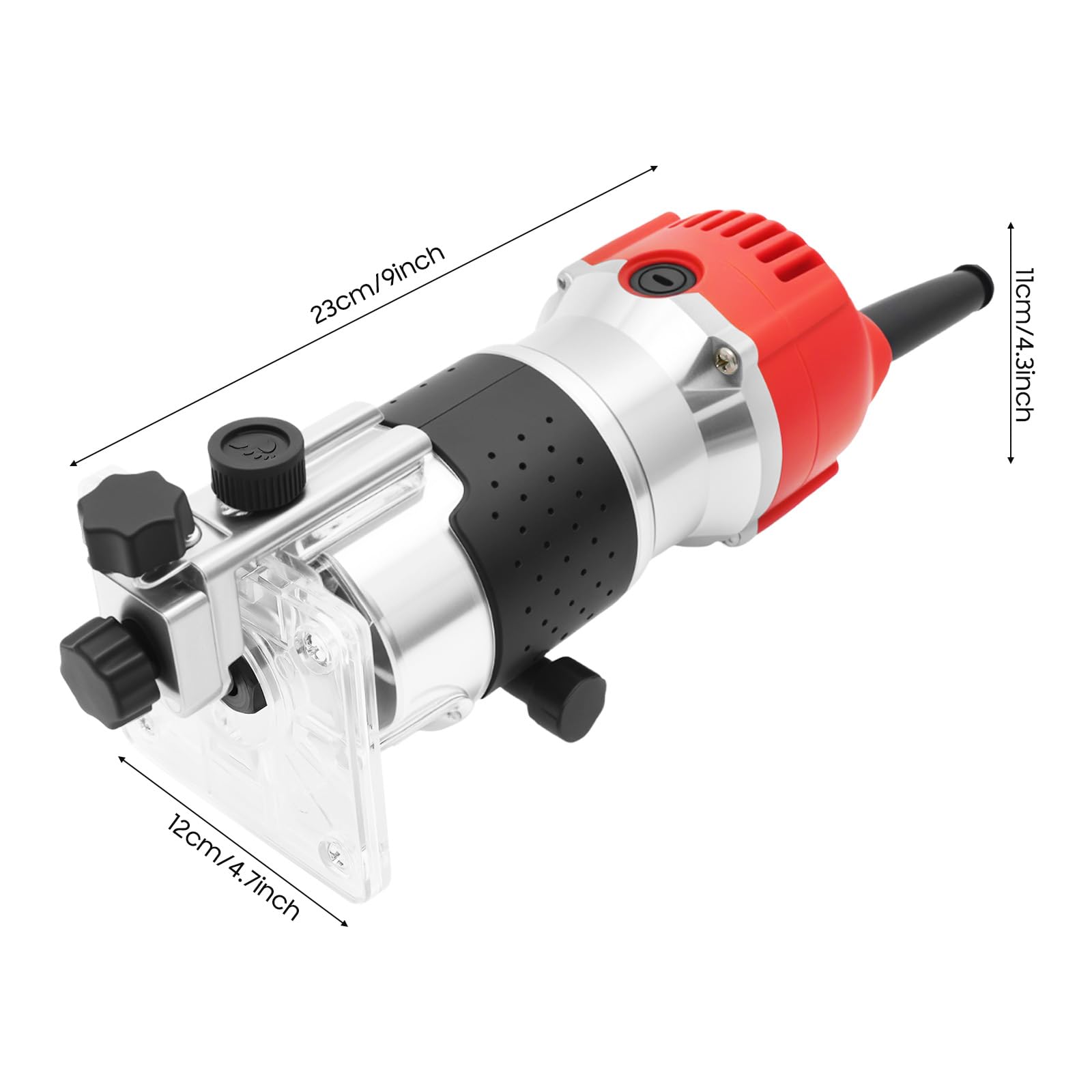 Fresatrice a mano per legno, fresatrice elettrica e fresatrice per bordi 30.000 giri/min, con base di precisione, fresatrice per legno versatile per lavori di costruzione di mobili e progetti fai da