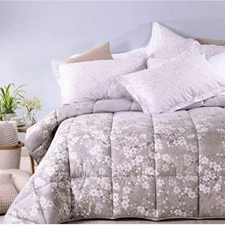 Cascata di fiori trapunta caleffi cotone tortora matrimoniale 1001479