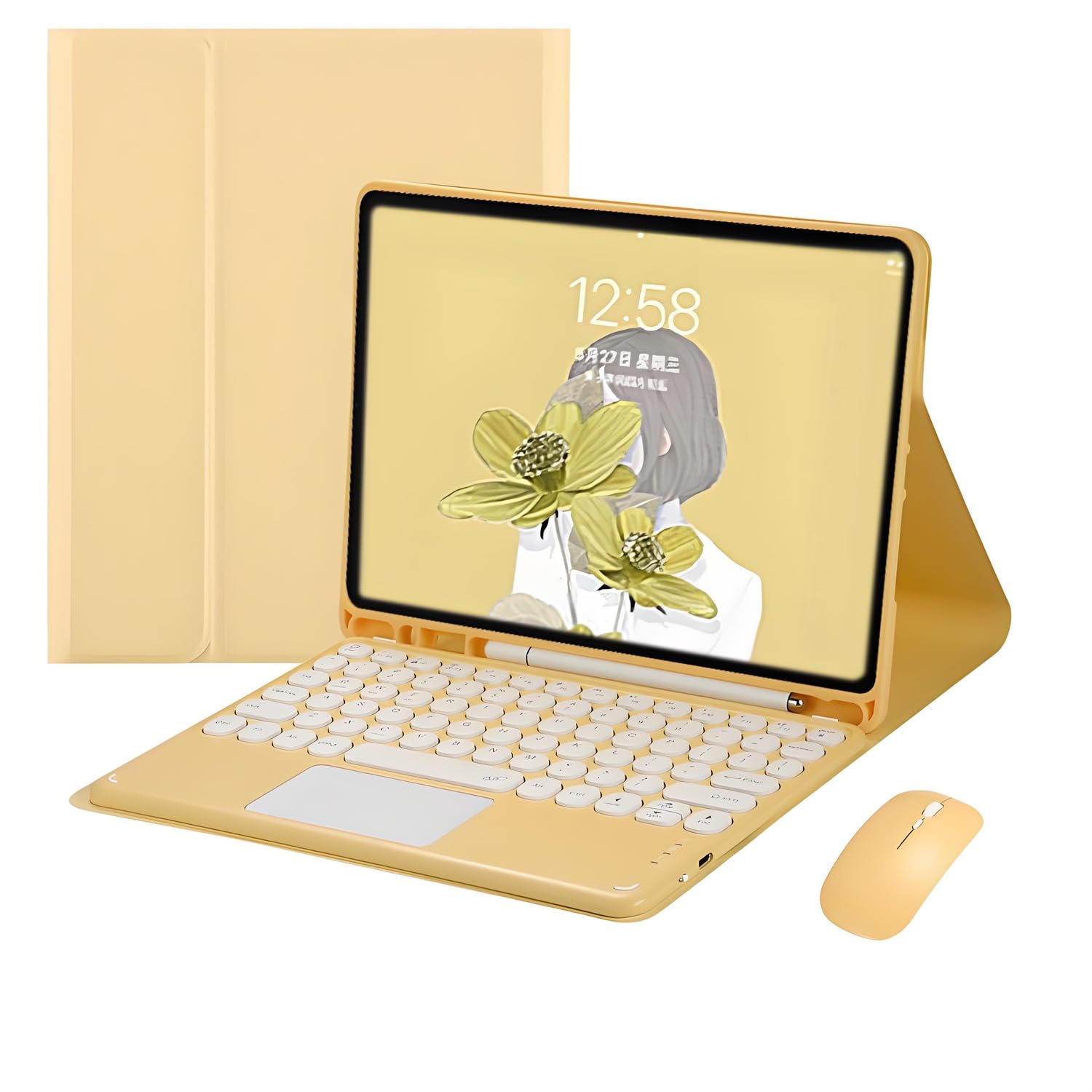 IVY Combo Magnetic Touch Keyboard Case for iPad 10th Generation 2022 10.9 inch Case with Keyboard Cover Mouse for iPad 10th - Yellow