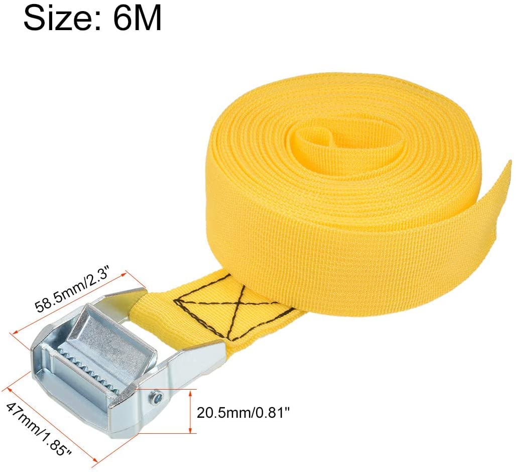 XYWHPGV Sangle d'arrimage avec Boucle à Came 6Mx38mm 500Kg Capuchon de Charge en polypropylène pour Le Transport de Marchandises, Jaune, Paquet de 4(6de88 30ccf 432b3 74ef7 43603 db747