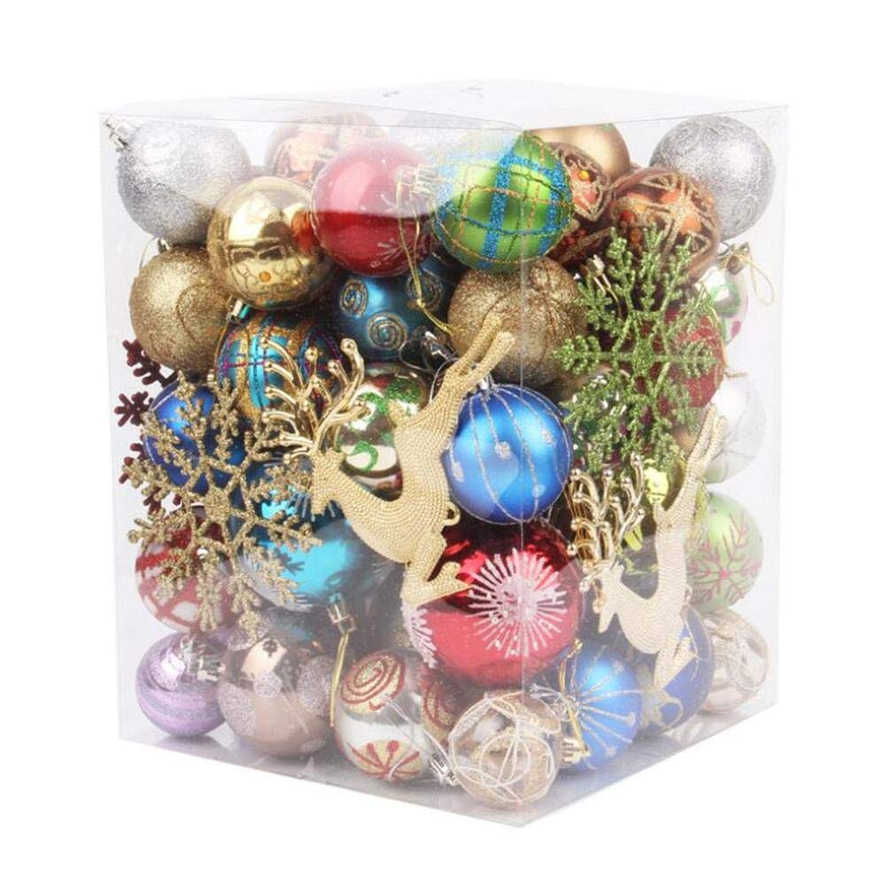 Palline di Natale in plastica da appendere, palline colorate, infrangibili, per decorazioni per feste di nozze, 60-70 pezzi