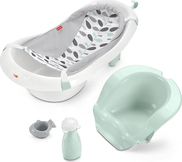 Fisher-Price Baby to Toddler Bath 4-in-1 Sling n Seat Tub with Removable Infant Support and 2 Toys Climbing