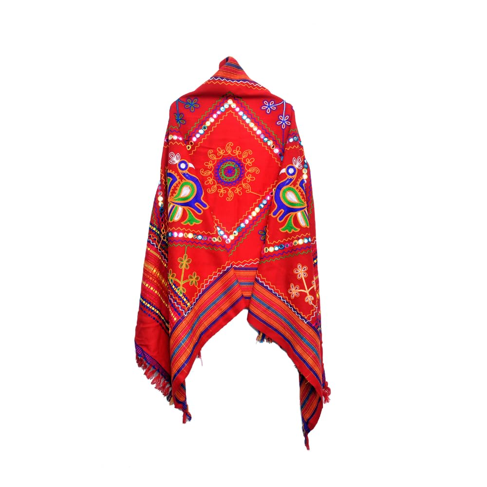 NAVYA HENDICRAFT Kacchi Bharat Ladies Embroidered Acrylic Shawl | Peacock Design | Women's 100% Pure Wool | Luxury Peacock Design Shawls, Stoles, Wraps | Black-picture-14