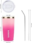 BJPKPK 20oz Gobelet en acier inoxydable avec couvercle et paille, tasse à vide double mur, tasse de voyage pour la boisson glacée et chaude, tasses de voyage d'isolation, Blossom cerise