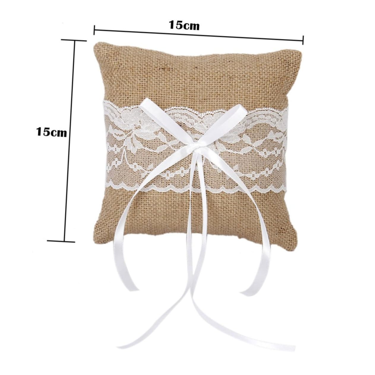 HOLIDYOYO 6 Pack Wedding Pillow Set Rustic Ring Bearer Pillow Lace Trim Flower Basket Country Style Decor for Ceremony for Boys