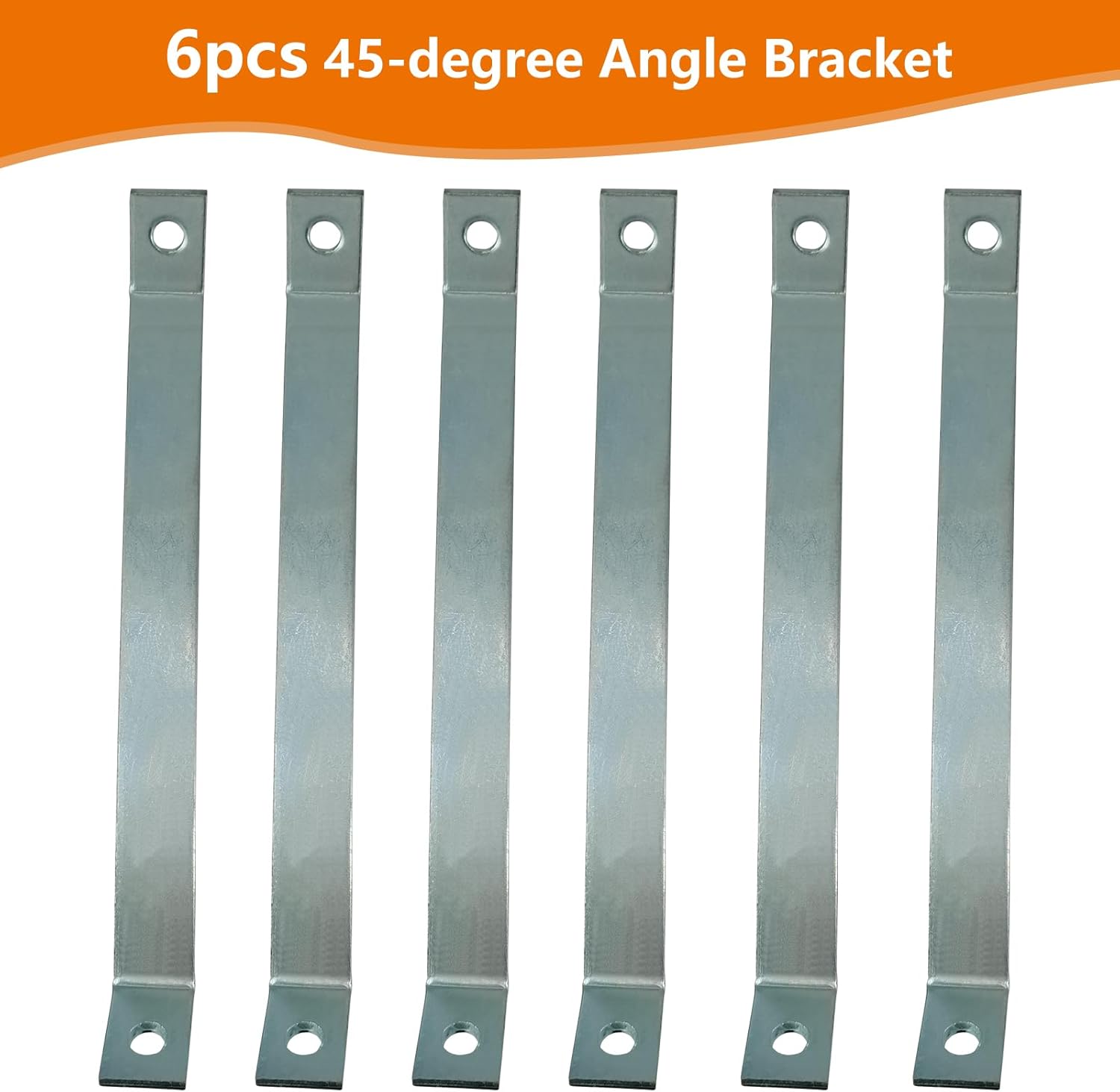 2 Hole 12.2'' Length 45 Degree Angle Support Bracket Corner Brace Fit for 1/2" Bolt in 1-5/8" Strut Channel, 6 Pack