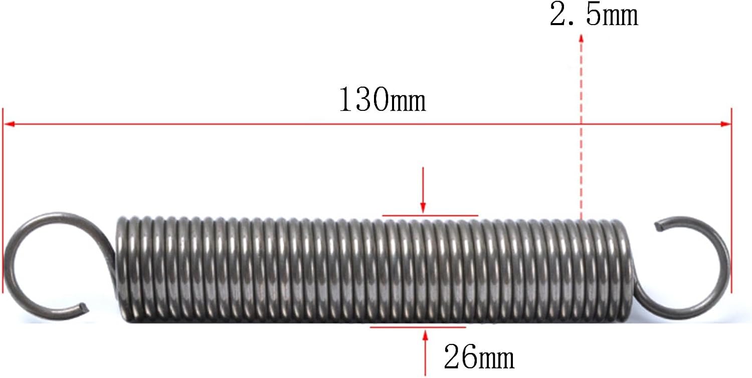 Extension spring, 2 Pcs Dual Hook Tension Spring, .5 x 26 450mm, Wire Diameter .5mm, OD 26mm, Free Length, Steel, S-Shaped Double(2.5 x 26 x 400mm)