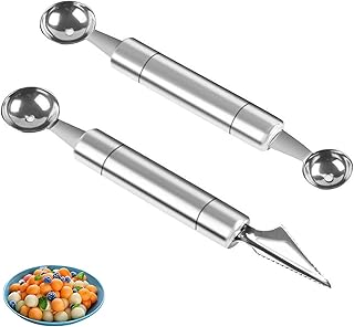 Cucchiaio Per Palline Di Melone Cucchiaio Per Scavare La Frutta Scavino Per Palline Melone Cucchiaio Per Gelato In Acciaio Inossidabile Doppia Faccia Baller Melone Cucchiaio Per Frutta,Gelato,Intaglio