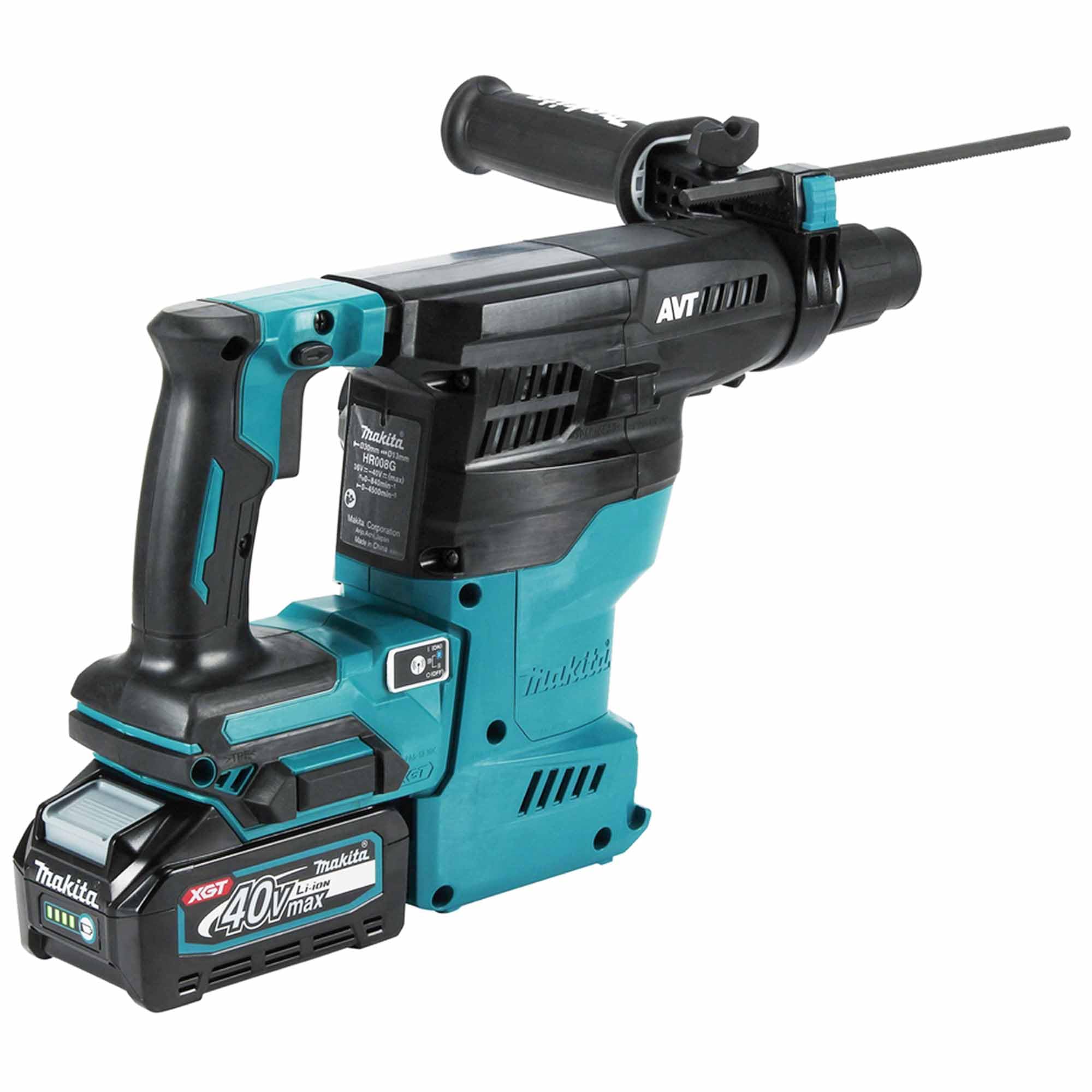 Makita HR008GM202 - Martello combinato a batteria SDS-Plus, 40 V, max. 4,0 Ah, 2 batterie + caricatore in valigetta per il trasporto