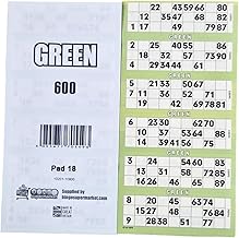 Bingosupermarket Bingo Tickets 600 Pad 6 To a Sheet 1-90 Perforated (Green)