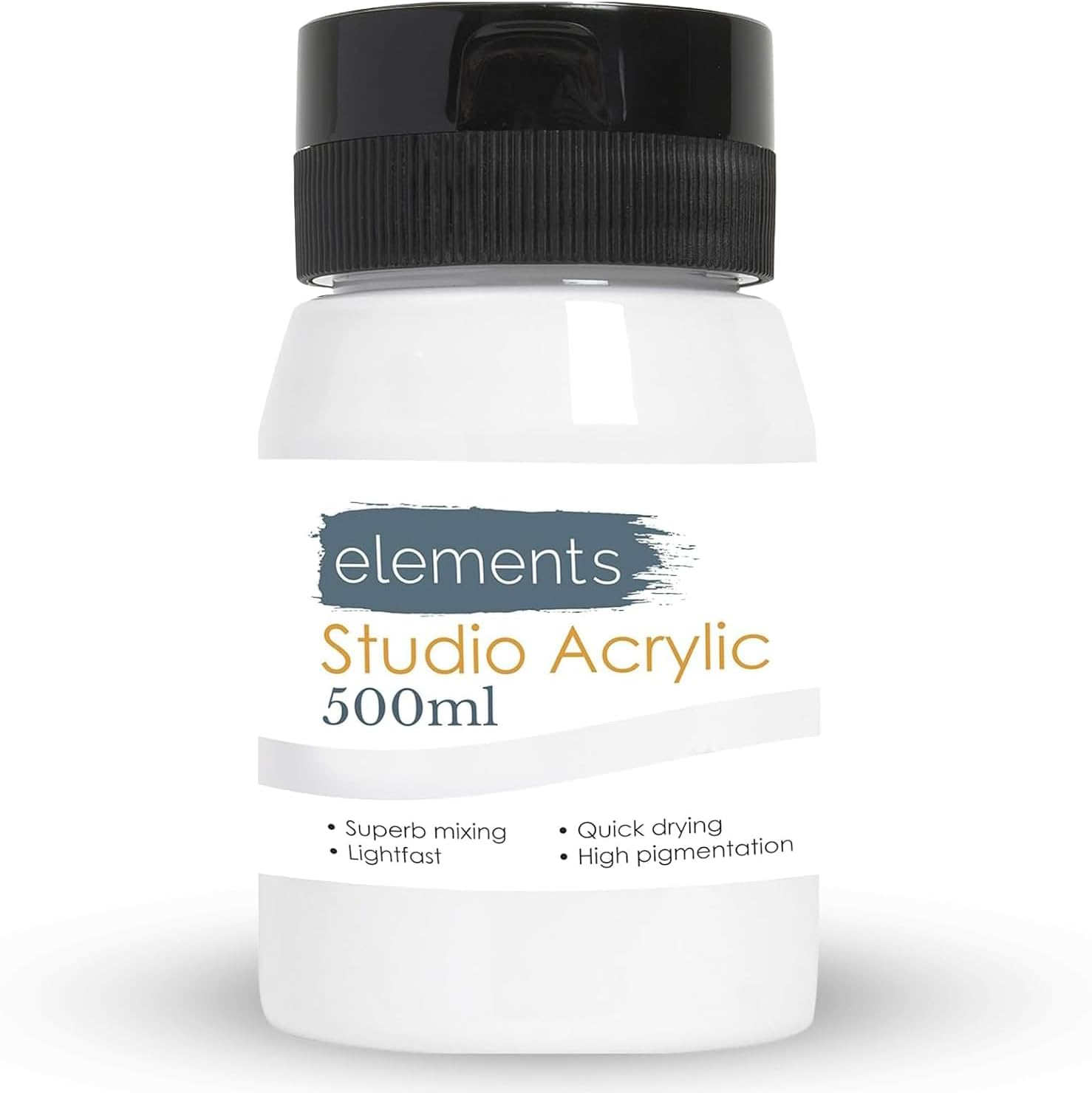 Elements 500ml Acrylic Paint 500 ml Tub - Quick Drying Acrylic Paints with High Pigment and Vibrant Colour Pigment Titanium White