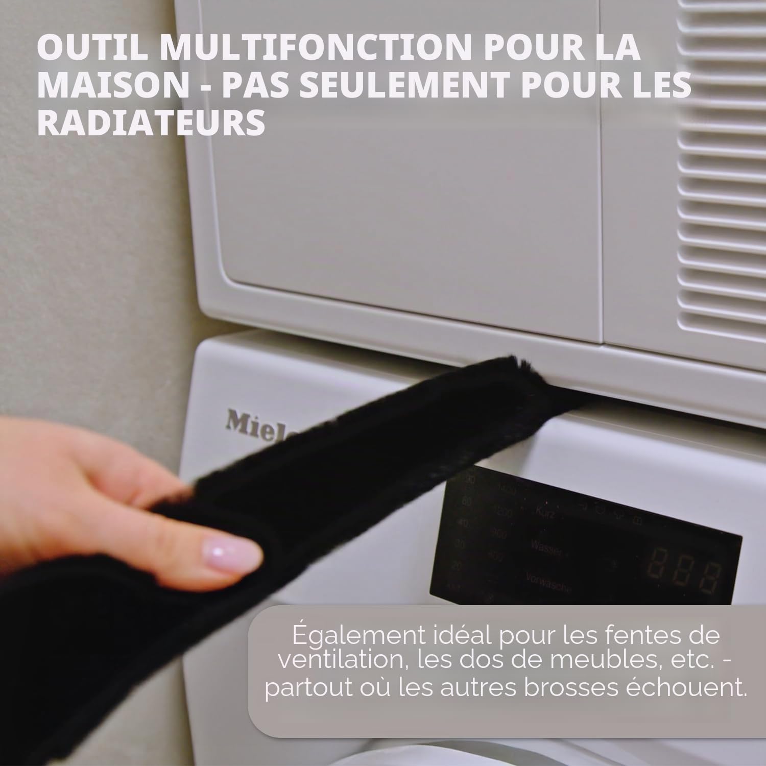 Brosses pour Radiateur - 2 pièces - 120 cm - Brosses Dépoussiérantes de Chauffages avec Poils de Chèvre - Idéale Panneaux Chauffants