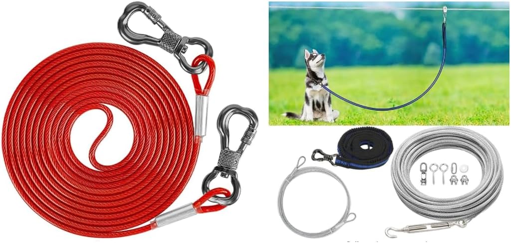XiaZ Dog Tie Out Cable 30 FT, XiaZ Dog Tie Out Cable 100ft