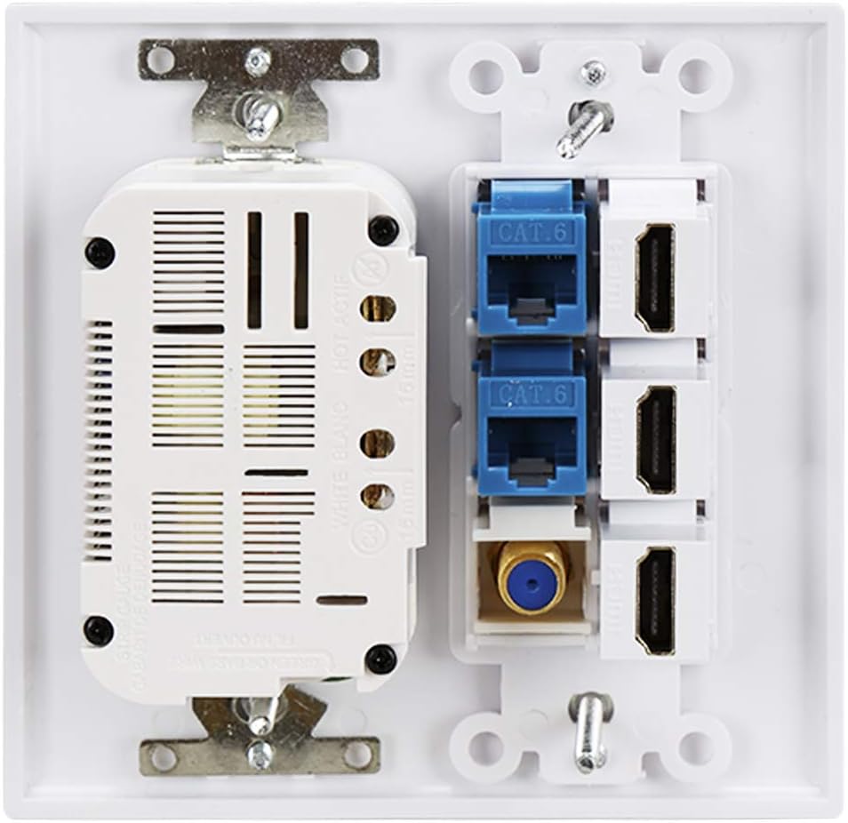 🛒 Flаѕh Sаlе Outlet Wallplate USB Charger,2 Power Outlet 15A with Dual 3.6A USB Charger Port Wall Plate with LED Lighting, 3 HDMI HDTV + 2 CAT6 RJ45 Ethernet + Coaxial Cable TV F Type Keystone Face Plate White Bеѕt Cуbеr Dеаlѕ 🔥 Outlet Wallplate USB Charger,2 Power Outlet 15A with Dual 3.6A USB Charger Port Wall Plate with LED Lighting, 3 HDMI HDTV + 2 CAT6 RJ45 Ethernet + Coaxial Cable TV F Type Keystone Face Plate White