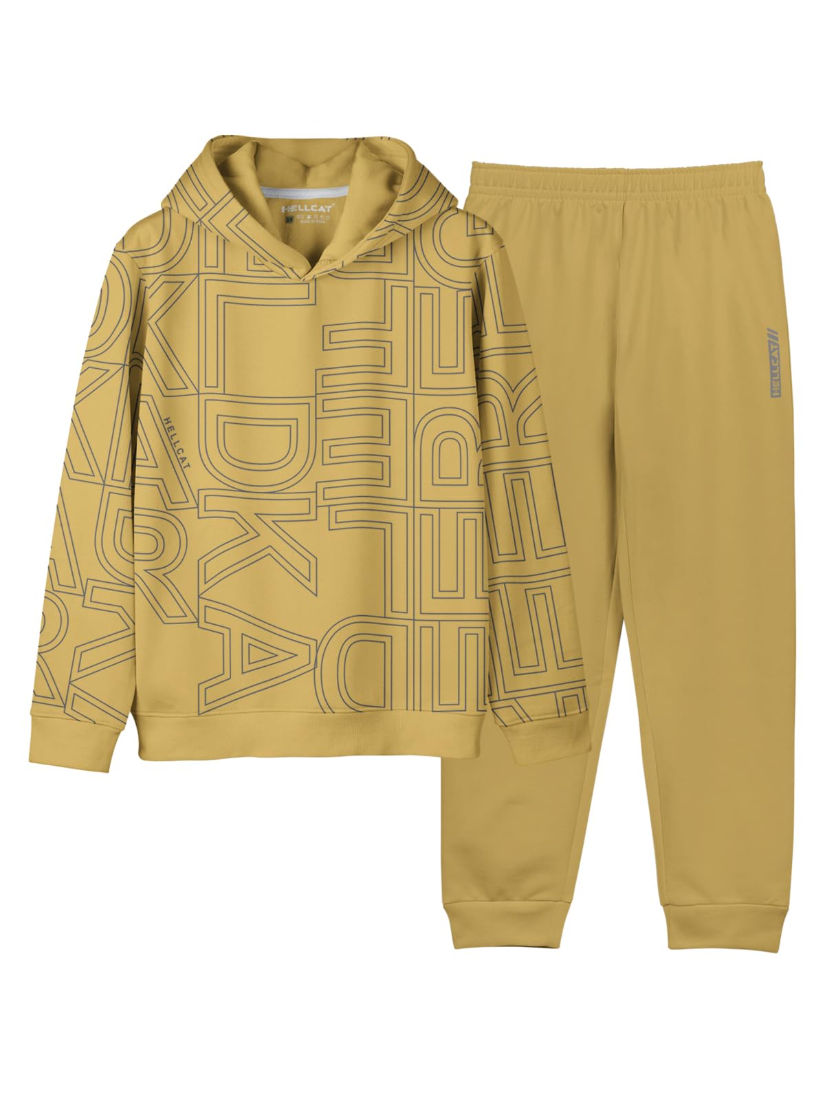 HELLCAT Printed Cotton Blend Hoodie T-shirt and Jogger Trackpant Clothing Set for Boys.