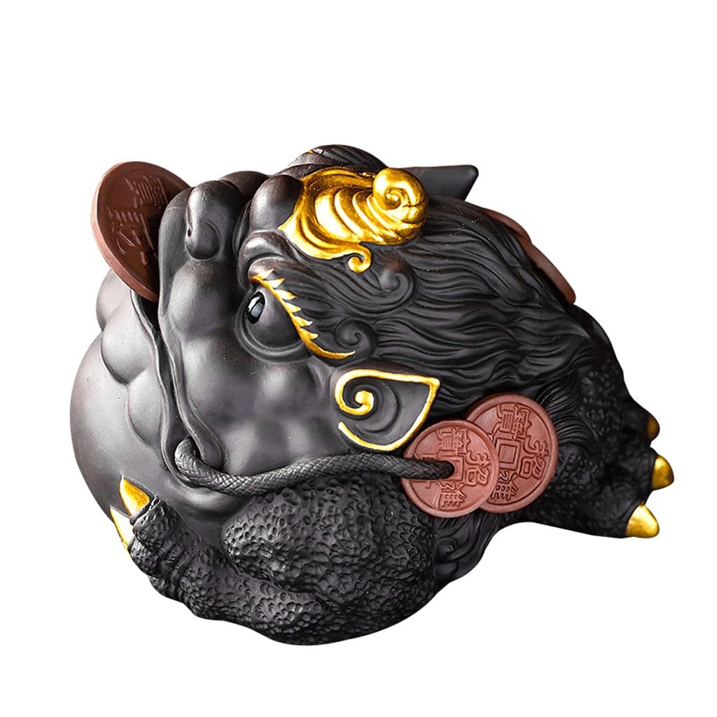 ENGENDER Kung Fu Tea Pet Purple Sand Toad Tea Pet Ornaments Office Home Tray Table Decoration(A)
