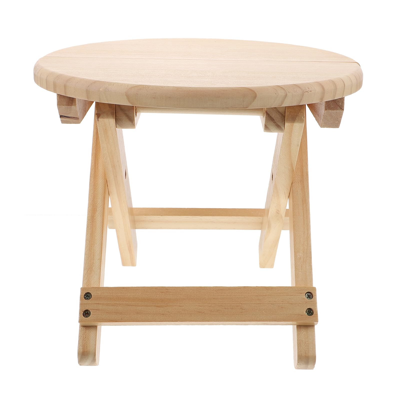 BESTYASH Taburete Plegable de Madera Maciza Reposapiés Redondo Pequeño Acabado en Barniz Antideslizante y Resistente para Uso Doméstico en Salón o Dormitorio