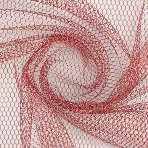 MALLA LAMÉ DE LÚREX POR METROS SERIE MESHU, ANCHO 150cm (ROJO, 1 METRO)