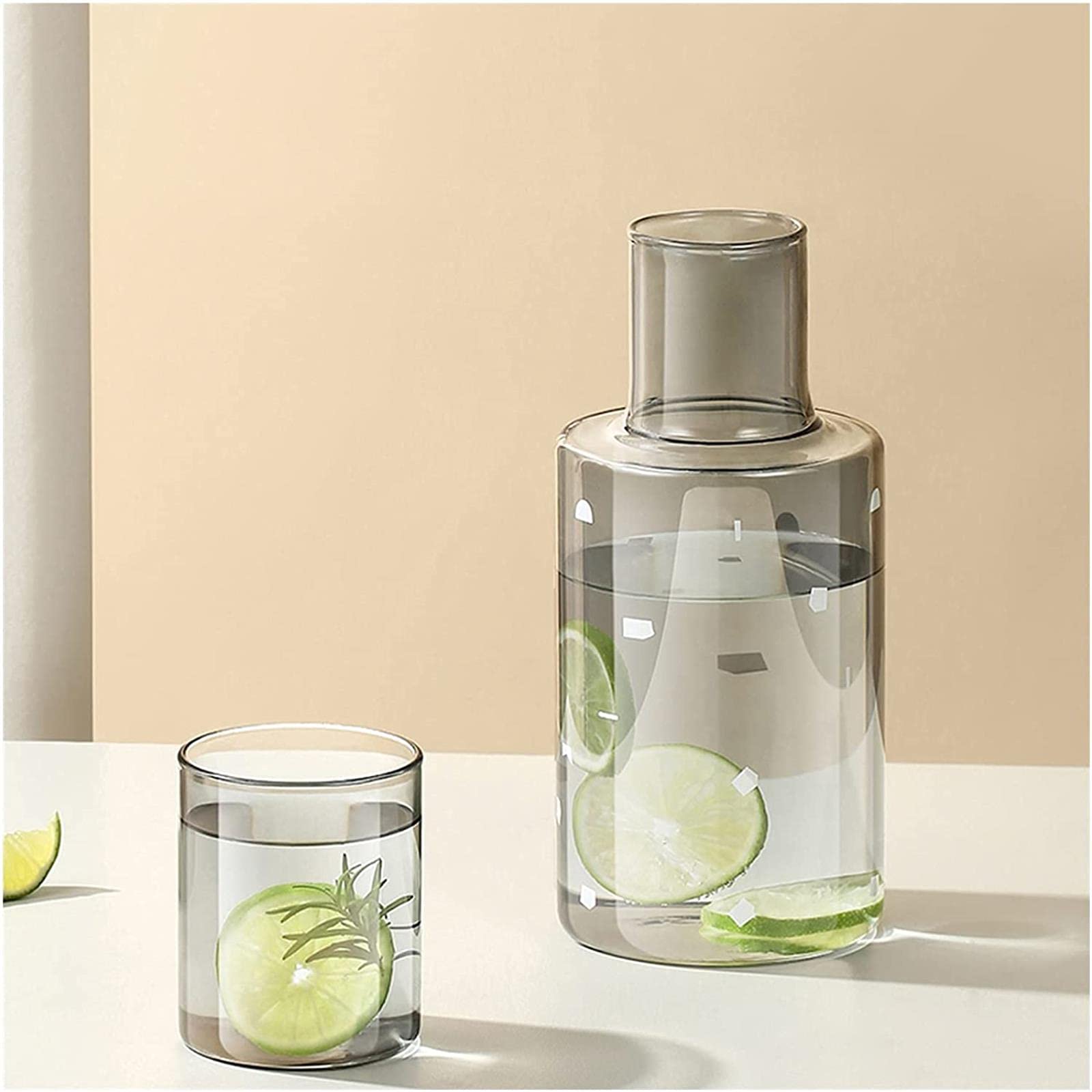 Jarra de Agua Simple Jarra de Vidrio de 33.8 oz con Taza de Agua Jarra de Agua fría Resistente a Altas temperaturas Jarra de Jugo Tetera Jarra de Leche Jarra de Agua