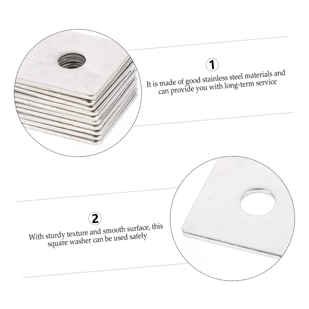 20pcs Square Washers Heavy Duty Flat Washers for Secure Fastening Various Applications and Plate Fasteners
