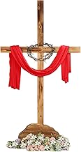 Lineshading 71 Inch Extra Large Wood Cross Christmas Standing Cross Decoration Jesus Christ Catholic Crafted He Is Risen Outdoor Decor for Party Wedding Communion Church Decor