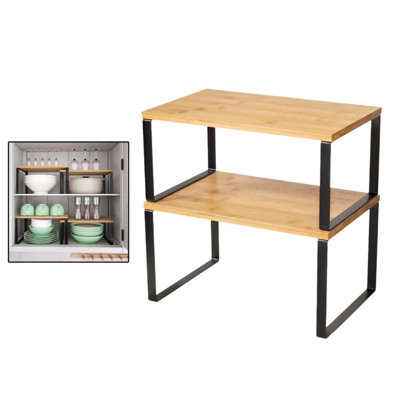Maximize Kitchen Storage: 2-Tier Organizer Shelf for Pantry, Counter, or Desk-image-48