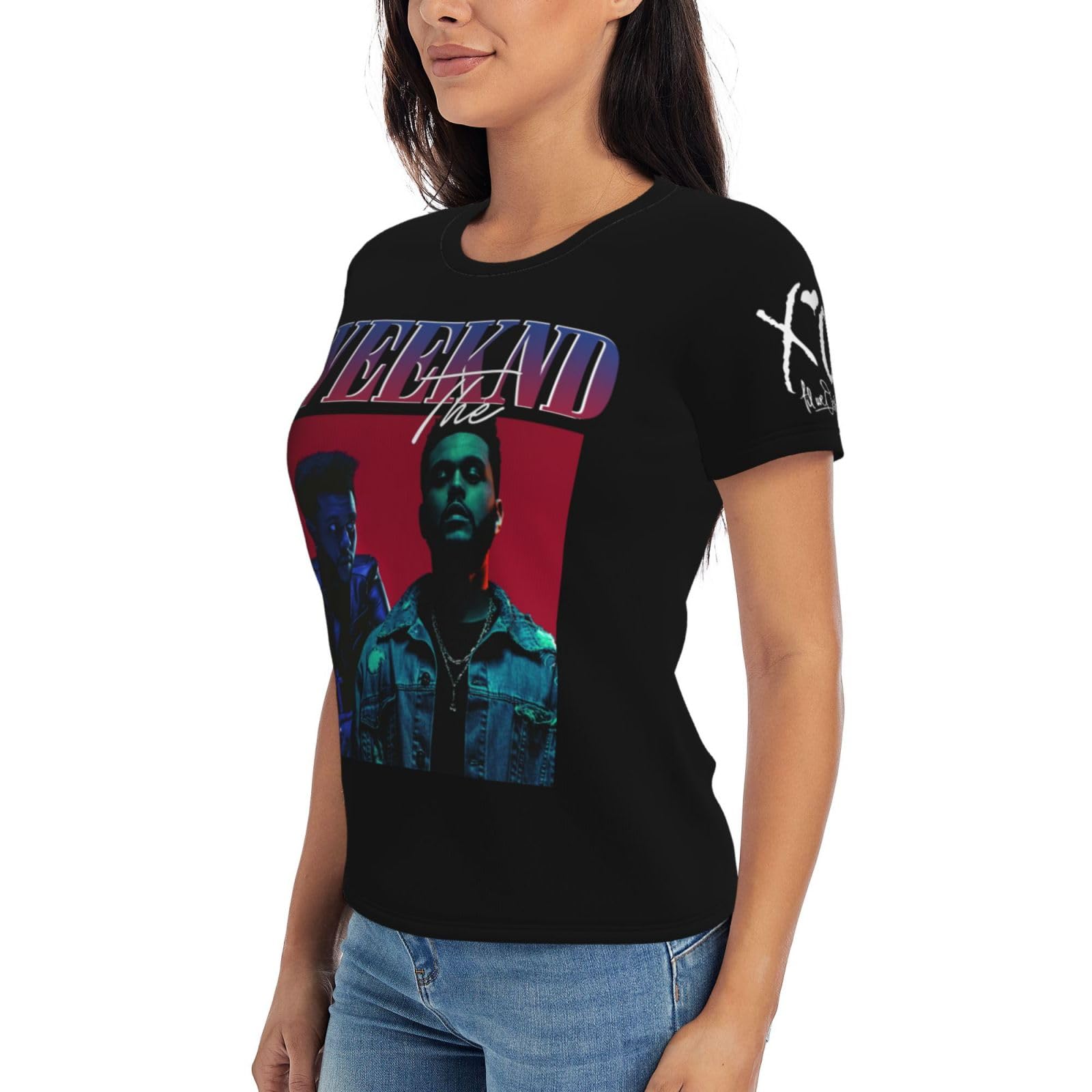 Wee%KND Singer T-Shirt, T-Shirt, Rapper, Damen, Rundhalsausschnitt, bedrucktes Damen-Pullover-Shirt, kurzärmlig, Baumwolle, Hip-Hop-Trend-T-Shirt