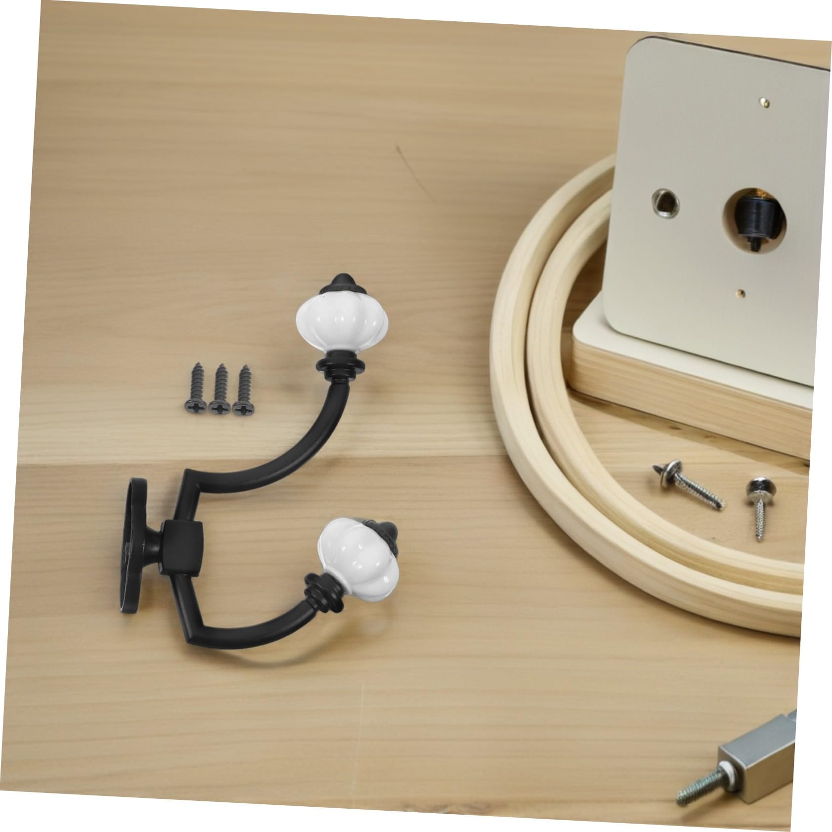 Gancho de Pared Retro de Doble Punta 5 Piezas Aleación de Zinc Negro | Llave y Toalla, Entrada y Dormitorio, Estructura de Doble Cabezal, Resistente al Desgaste