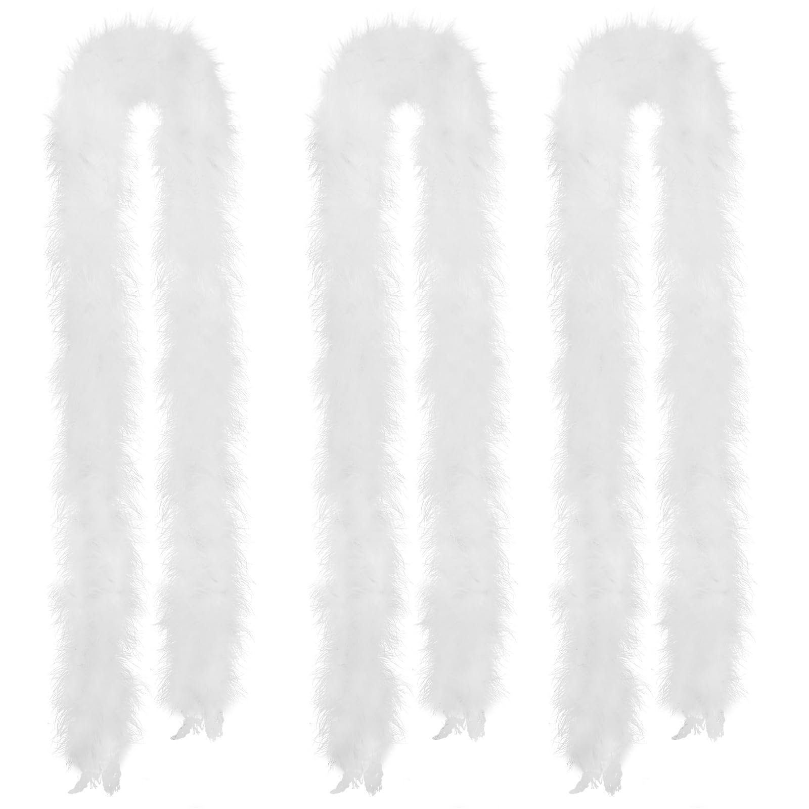HaiMayHaiMay 3 Pack Marabou Feather Boa for Craft Clothes Accessories Latin Wedding Dress Home Party Costumes Decoration, 20G White Feather Boas