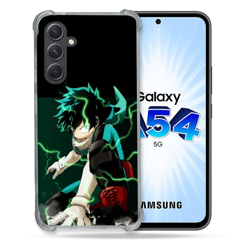 Cokitec Tempered Glass Reinforced Case for Samsung Galaxy A54 5G Manga My Hero Academia Deku