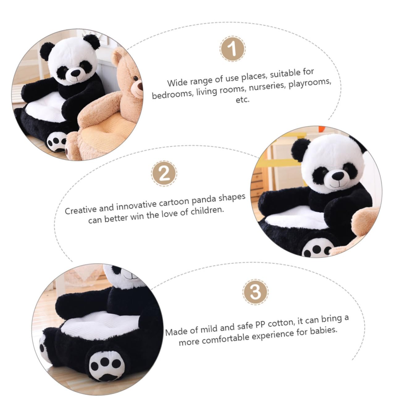 Cartoon Panda Sofa Soft Cushion Seat for Boy Girl Multifunctional Design for Sitting Eating Playing for Nurseries Playrooms Living Rooms