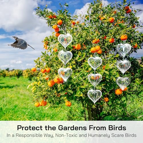 Image of Factee Bird Deterrents for Outside, Reflective 3D Stainless Steel Wind Spinners, Garden Decor, Bird Scare Devices to Keep Woodpeckers, Pigeons Away from Your House, Patio, Orchards
