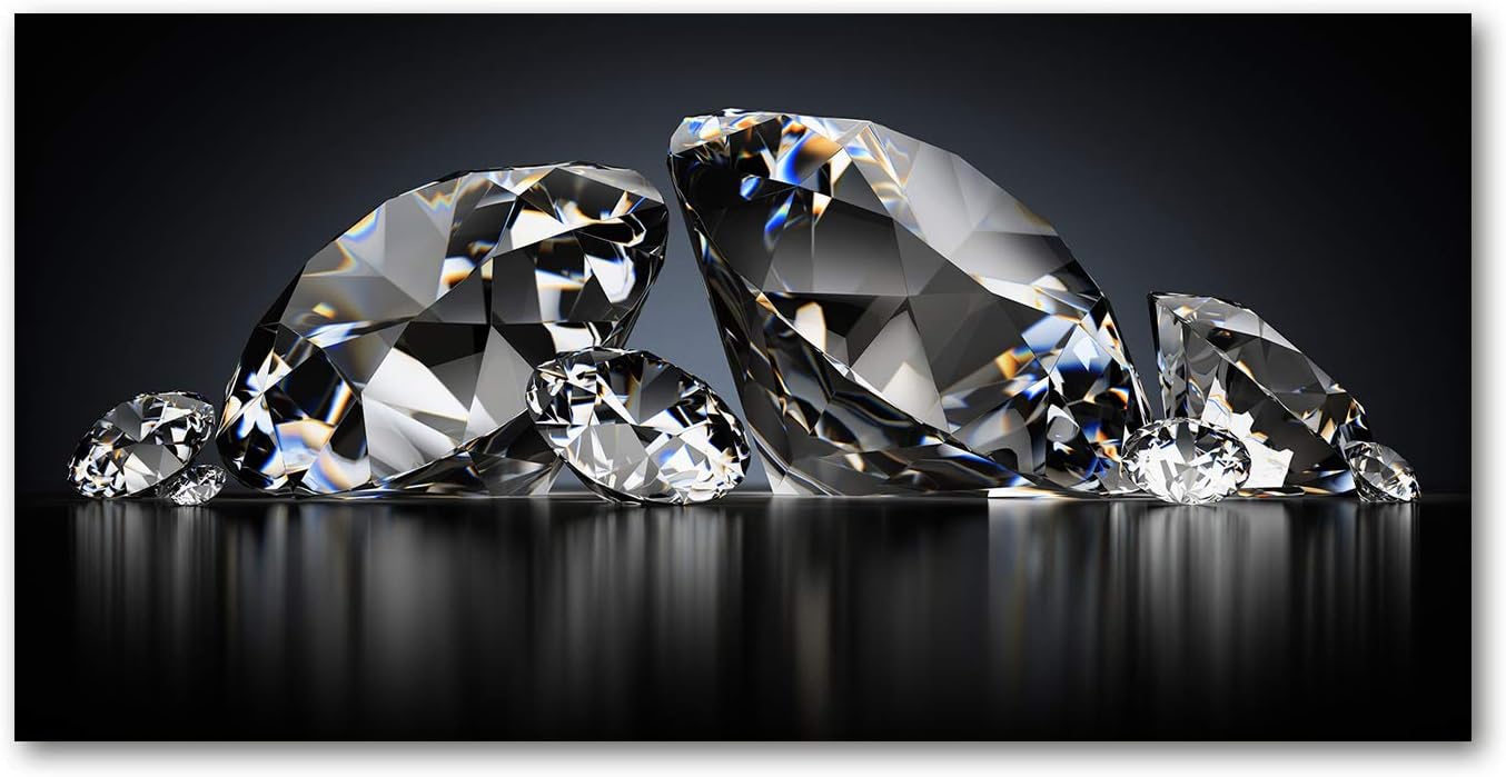 Dosseret Verre 140x70 cm - Effet 3D Diamants Noir