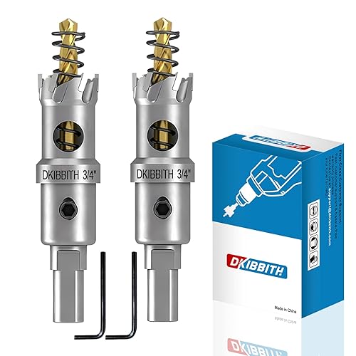 TCT - Juego de sierra perforadora, paquete de 2 cortadores de agujeros con punta de carburo de tungsteno resistentes de 34 pulgadas (0.748 in) para