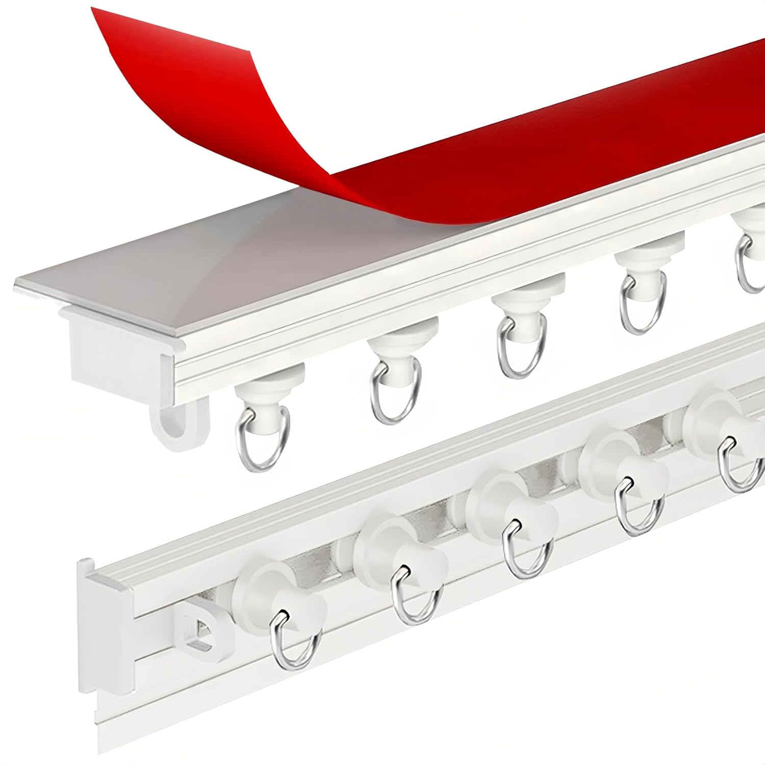 Adjustable Curtain Track System - Self-Adhesive Ceiling/Wall Mount - 2.3ft to 19.7ft - Perfect for Bedroom, Office, Living Room - Easy Install, Versatile Design