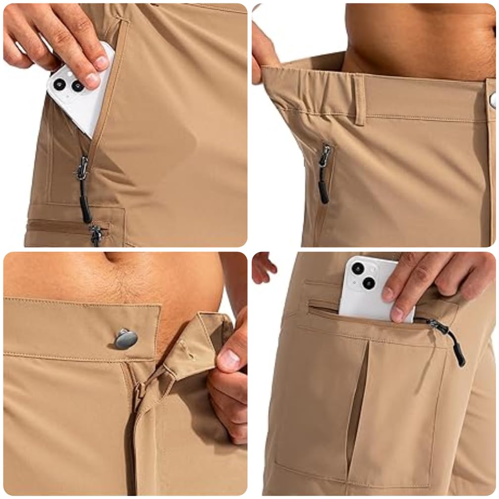 Tansozer Pantaloni Corti da Escursionismo Uomo con Tasca con Zip Escursione all'aperto Alpinismo